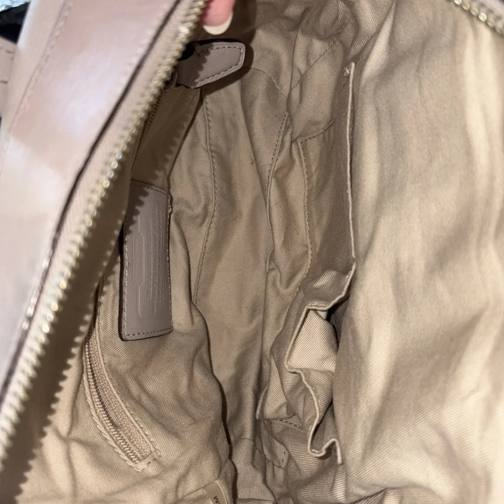 Coach Bleecker mini Riley Satchel Crossbody bag leather gray/taupe excellent